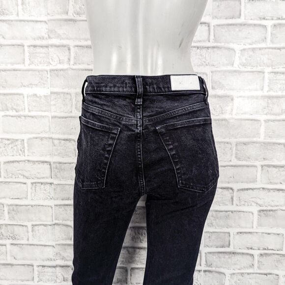 RE/DONE Women's High Rise Raw Ankle crop Denim Jeans washed black sz 27 - Picture 5 of 12